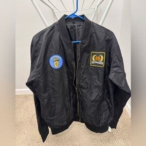 Lollapalooza Chicago Black Bomber Jacket Flag Patches Size M * has name of Megan
